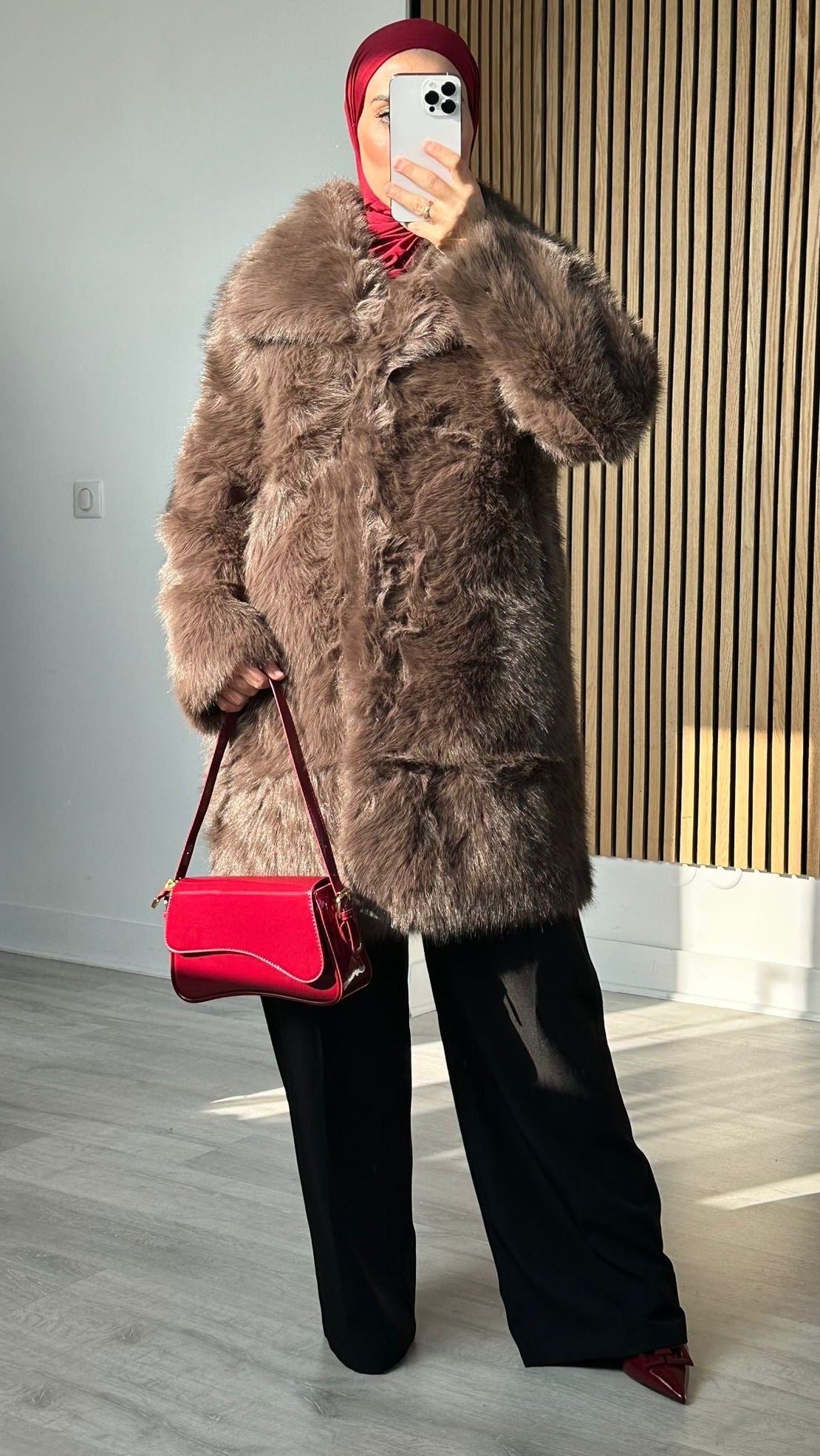 Manteau fourrure marron