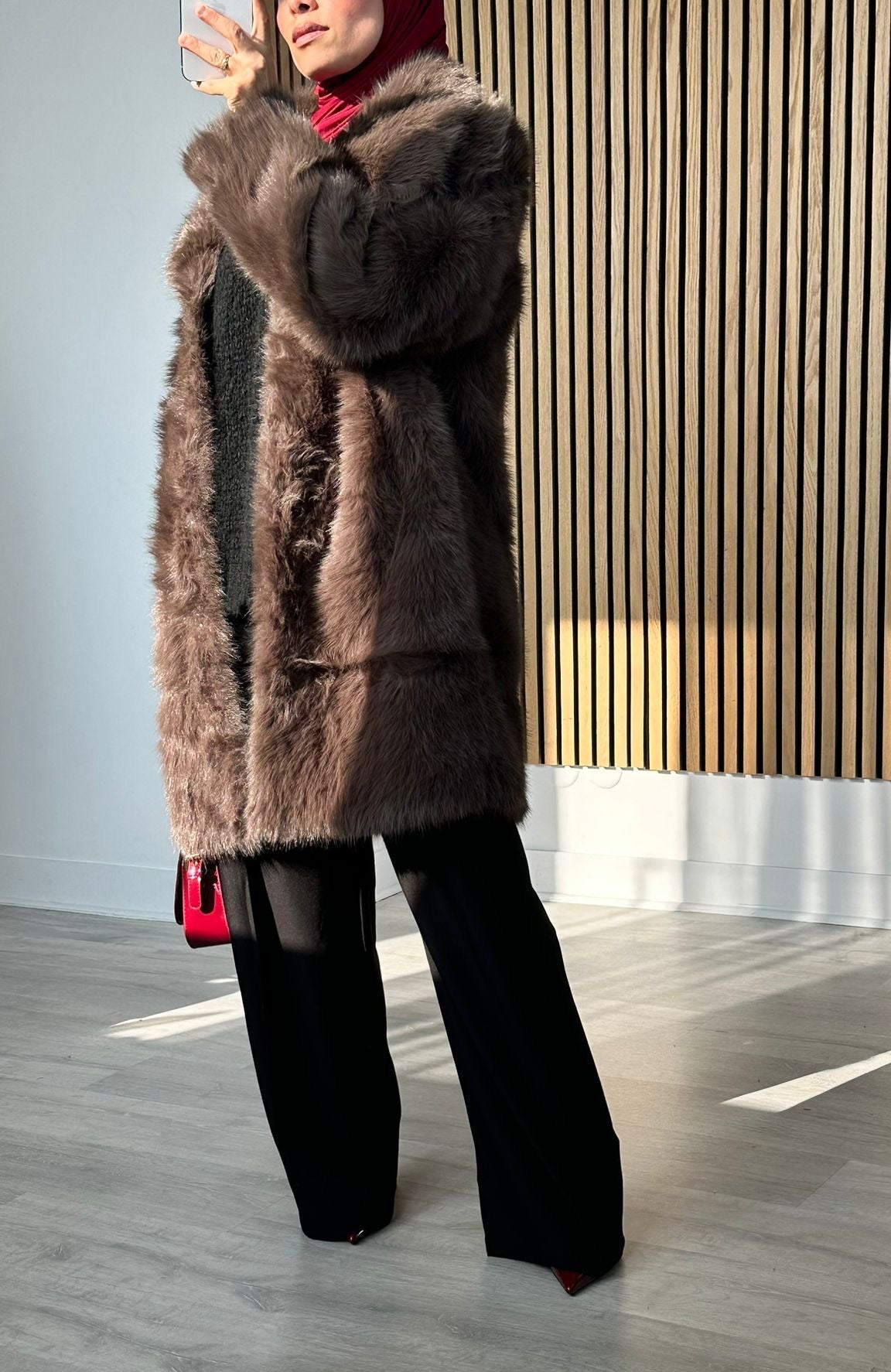 Manteau fourrure marron