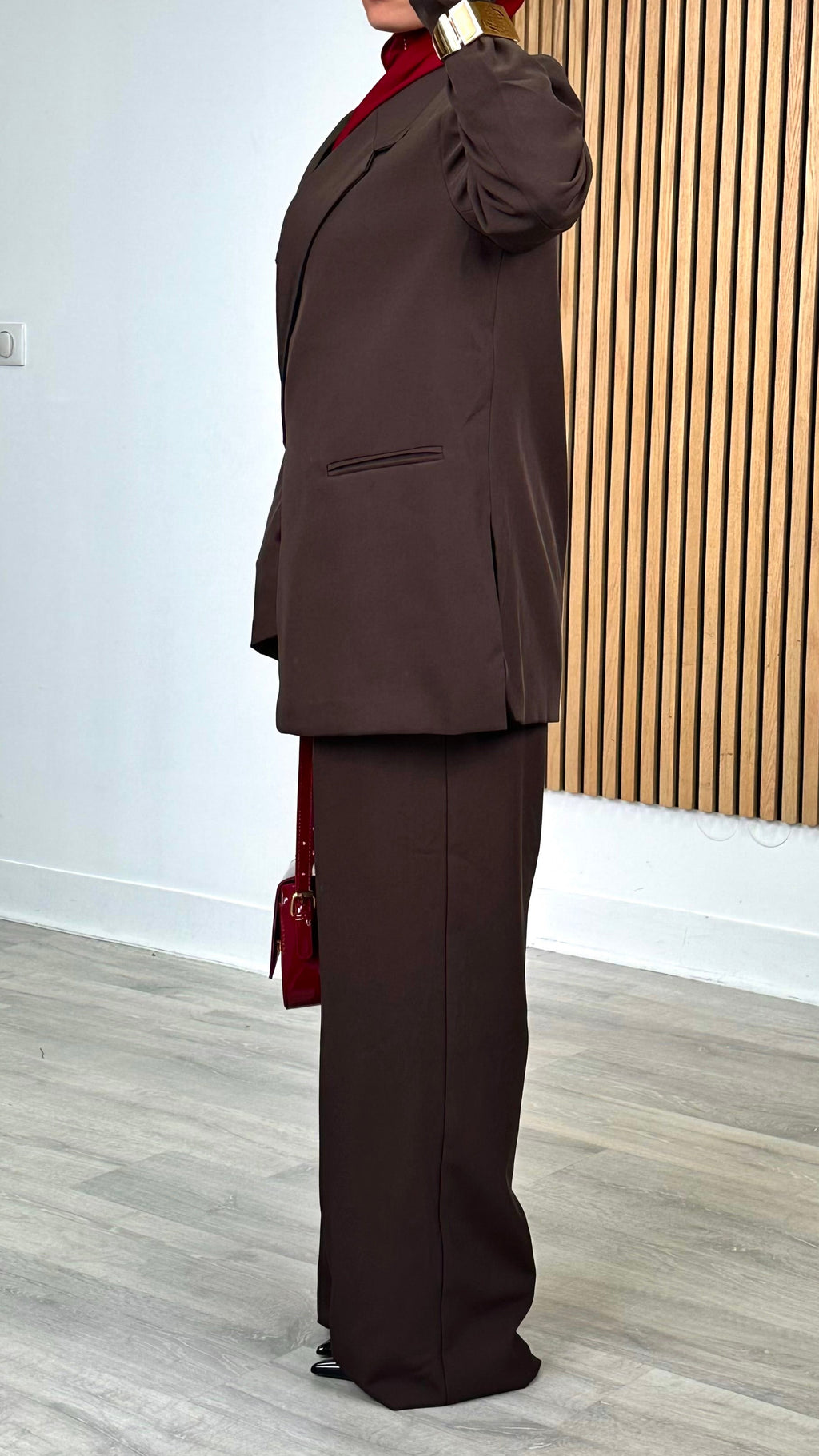 Pantalon fluide taille haute chocolat