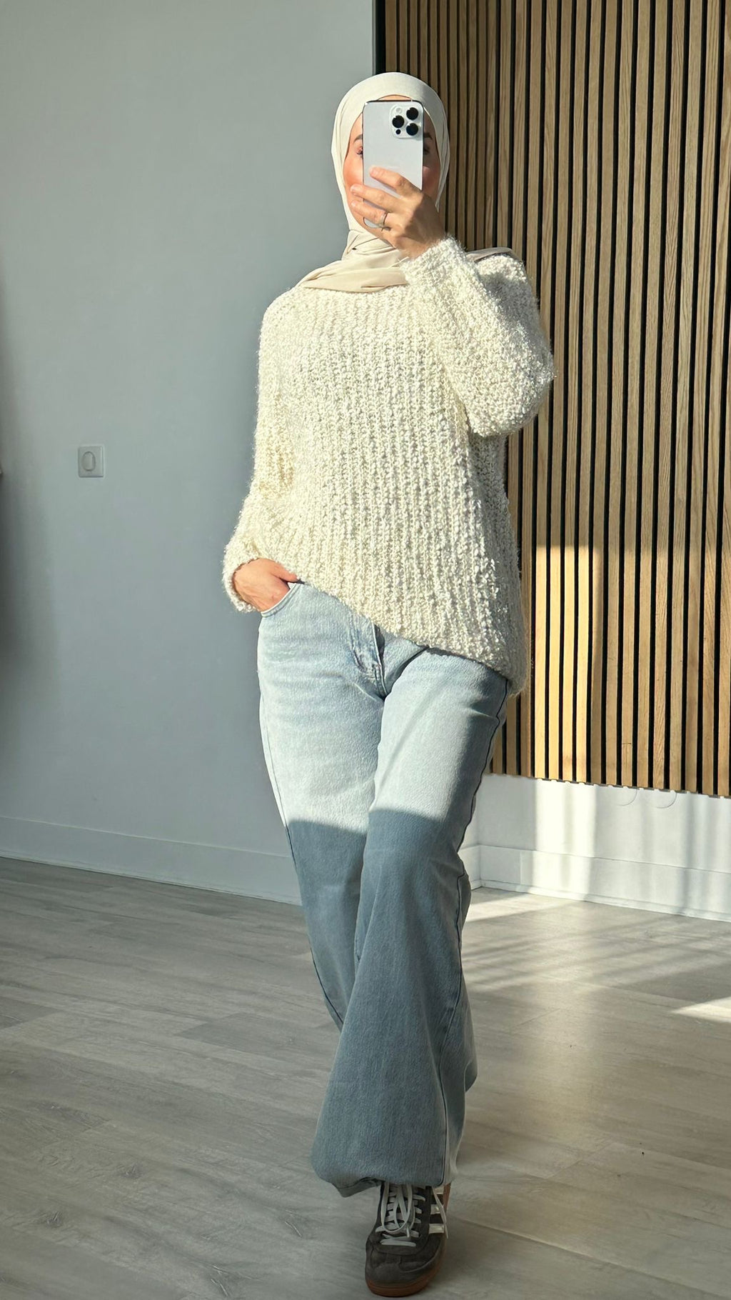 Pull maille beige