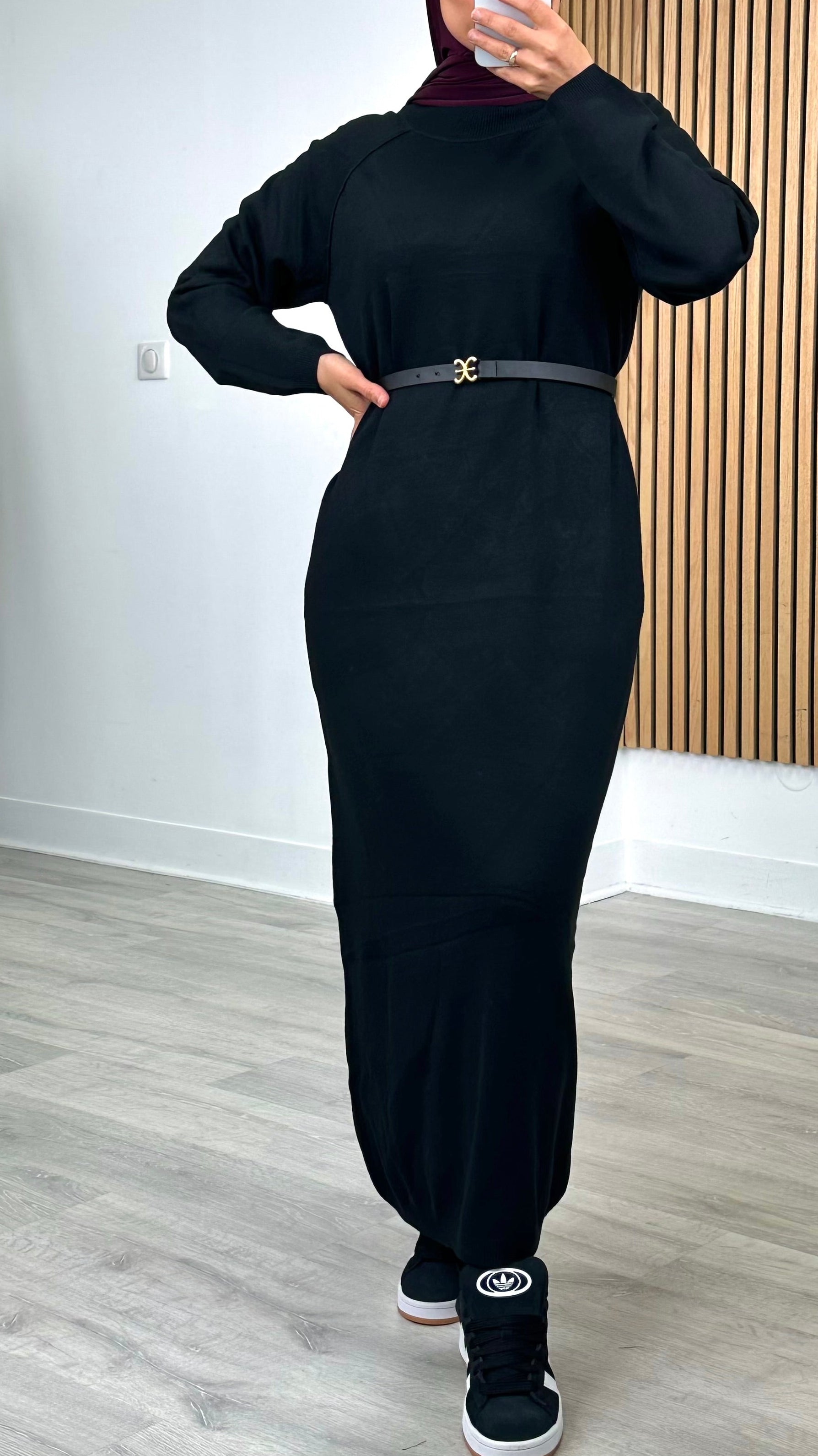 Robe longue en maille noire