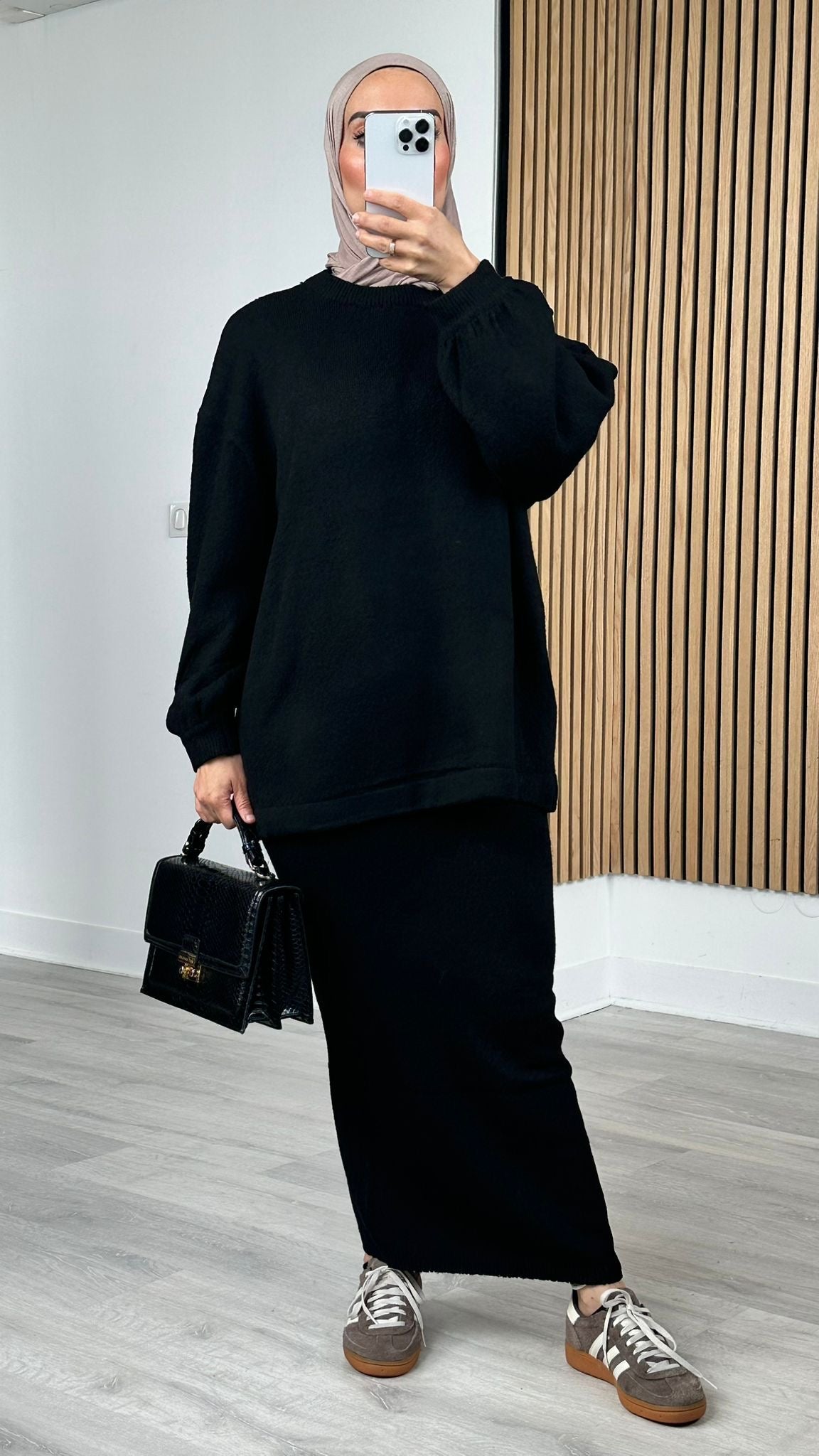 Ensemble jupe en maille noir