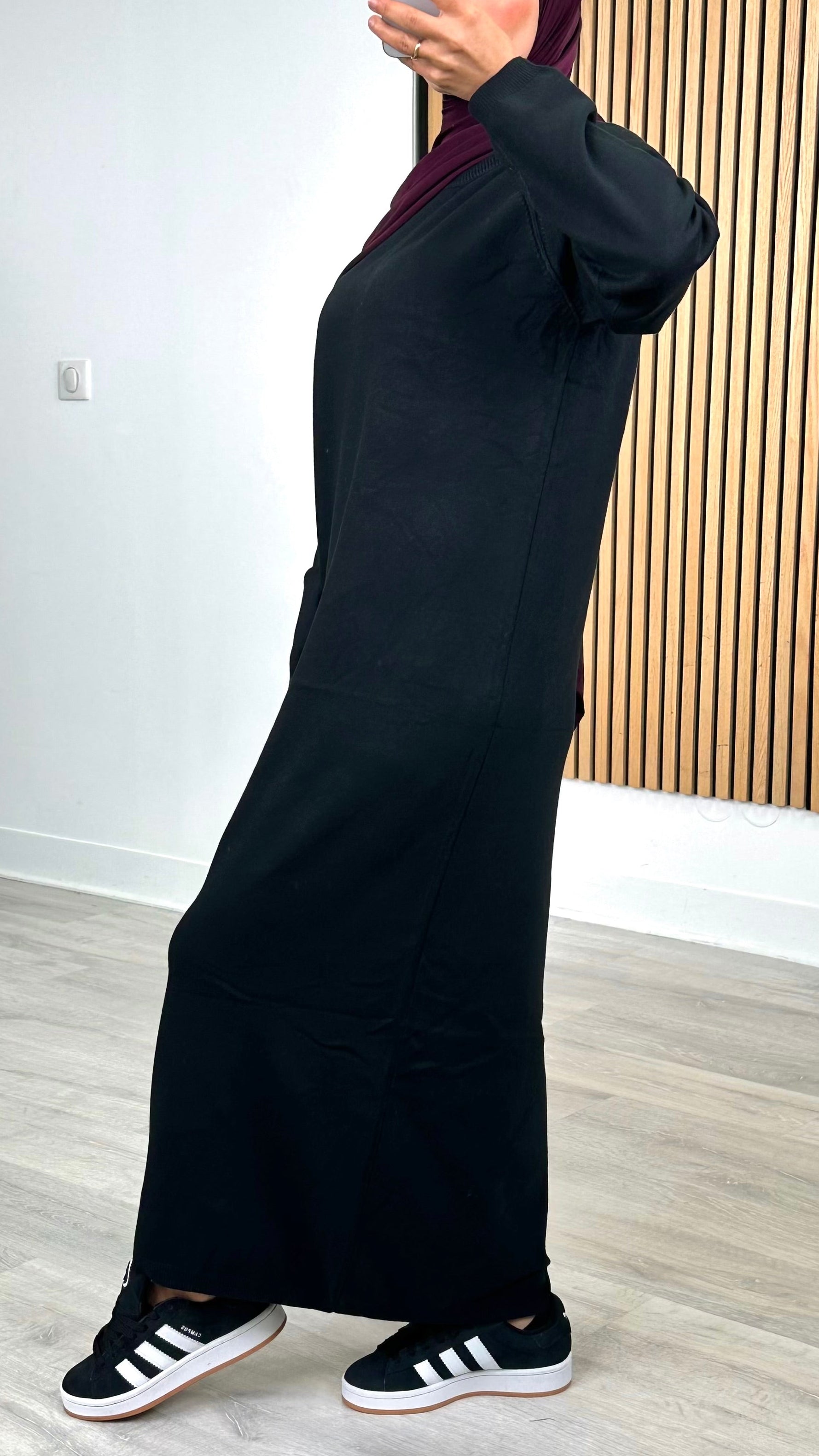 Robe longue en maille noire