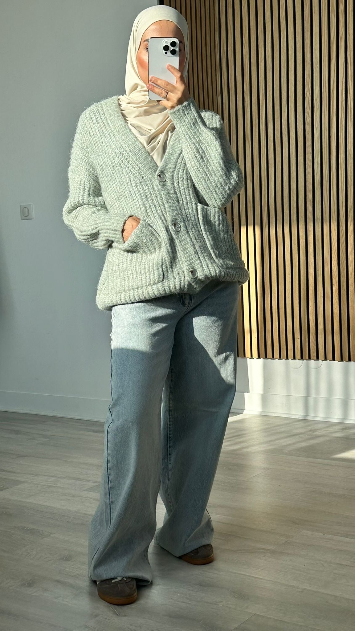 Cardigan en maille vert