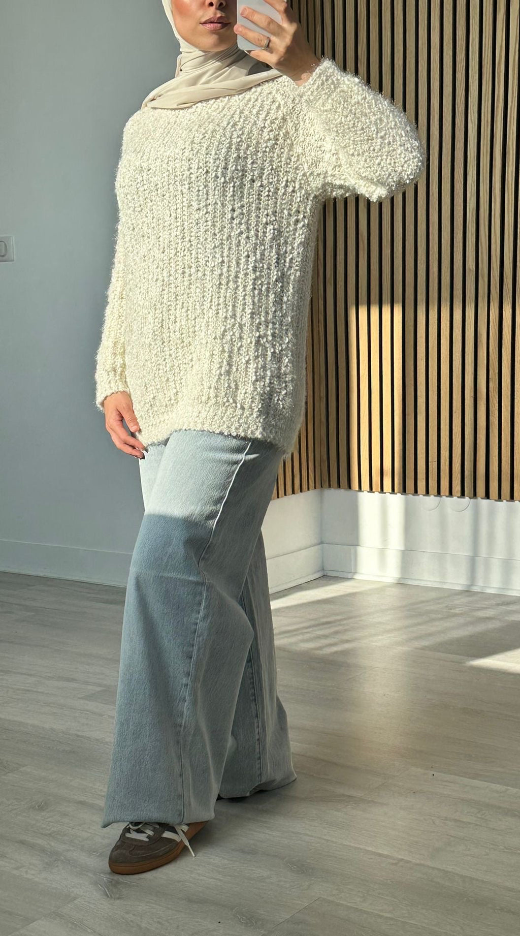 Pull maille beige