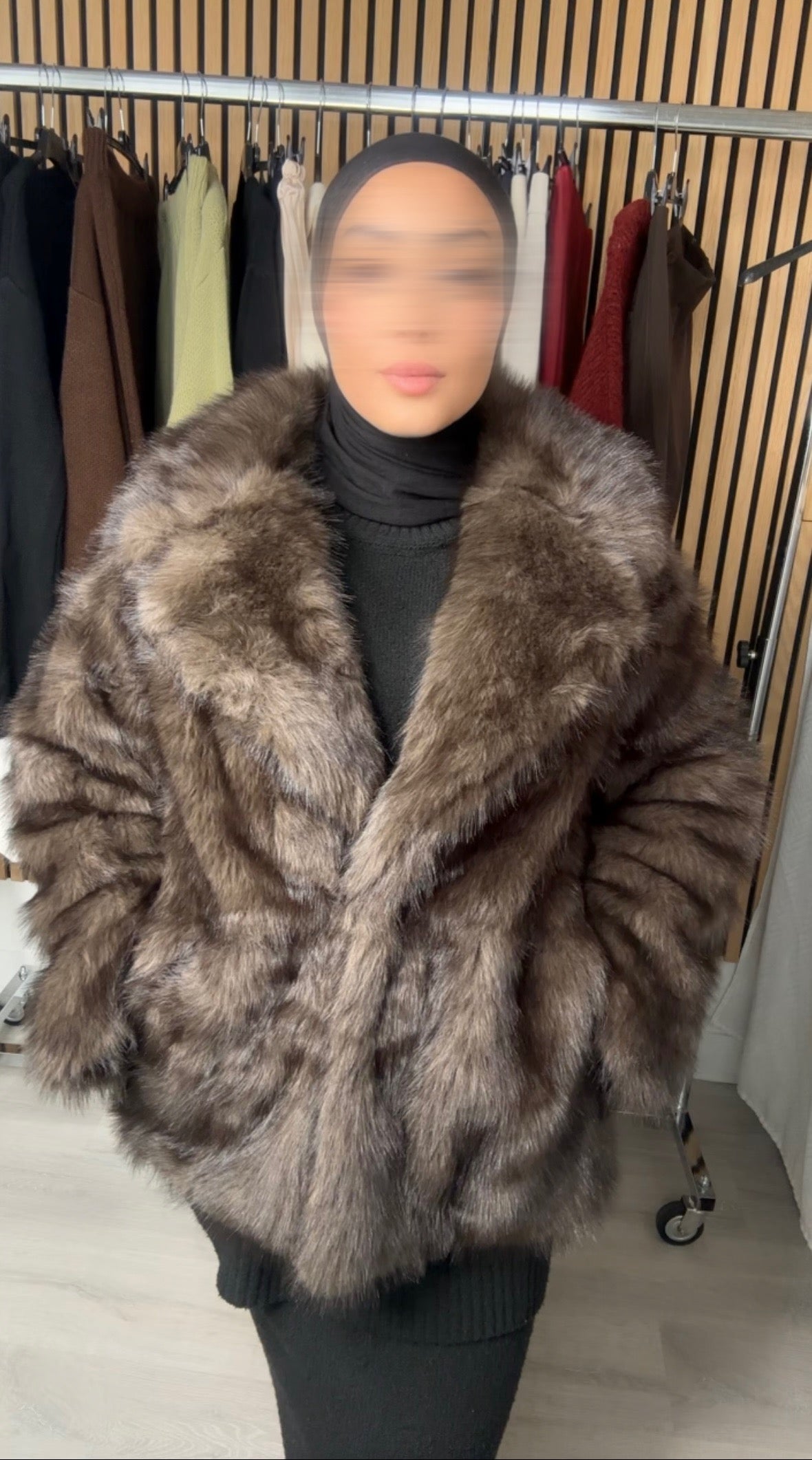 Manteau Court en Fourrure Marron