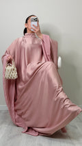 Abaya satin bicolore Rose