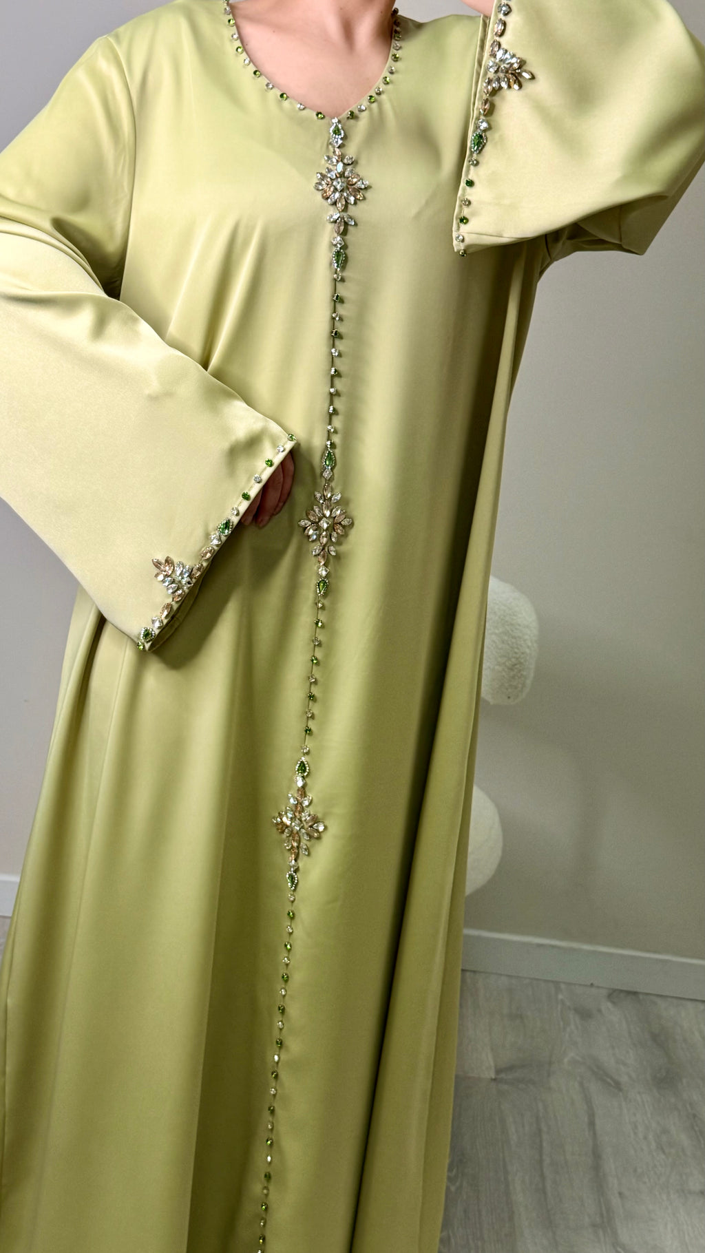 Abaya Satin Verte