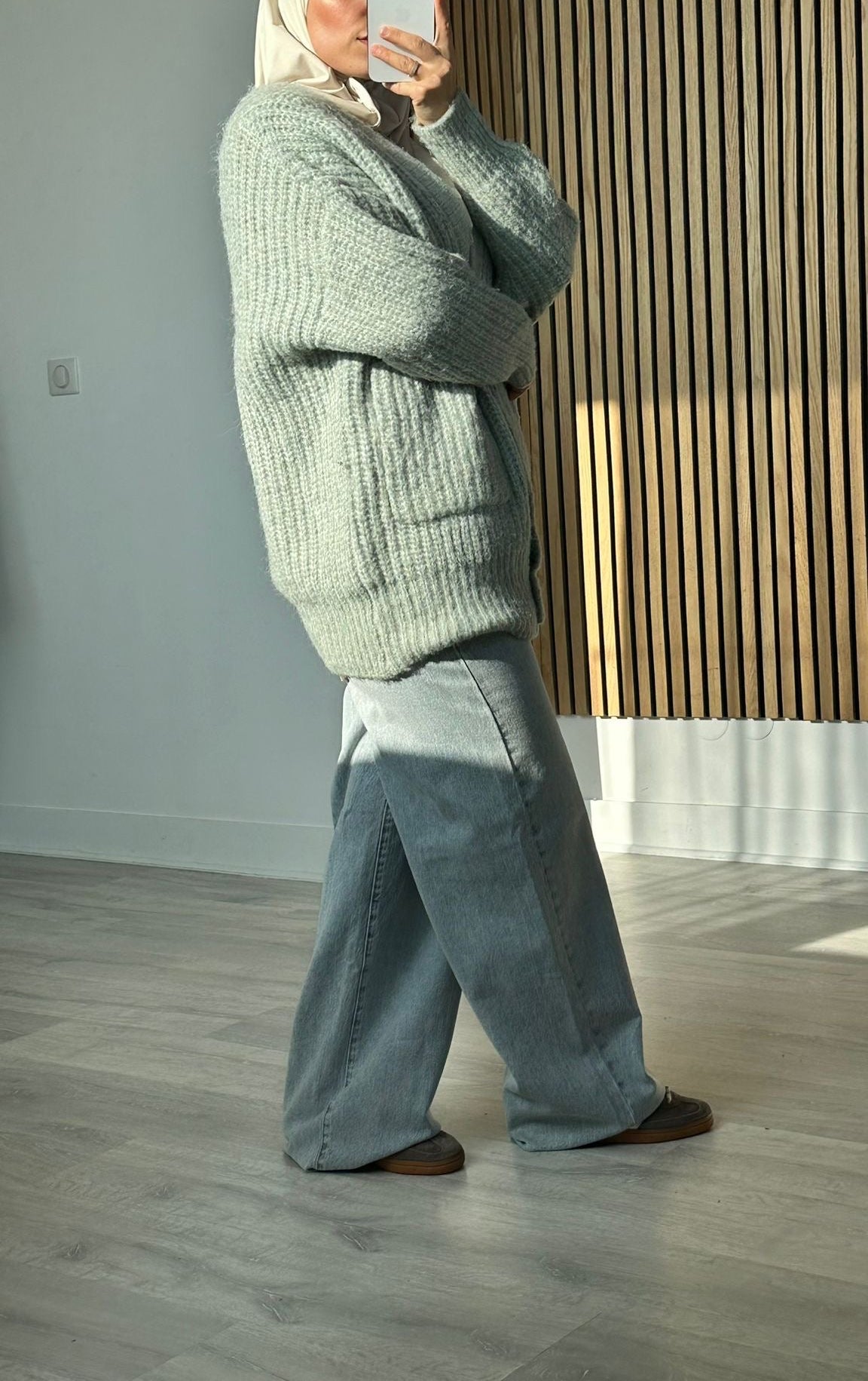 Cardigan en maille vert