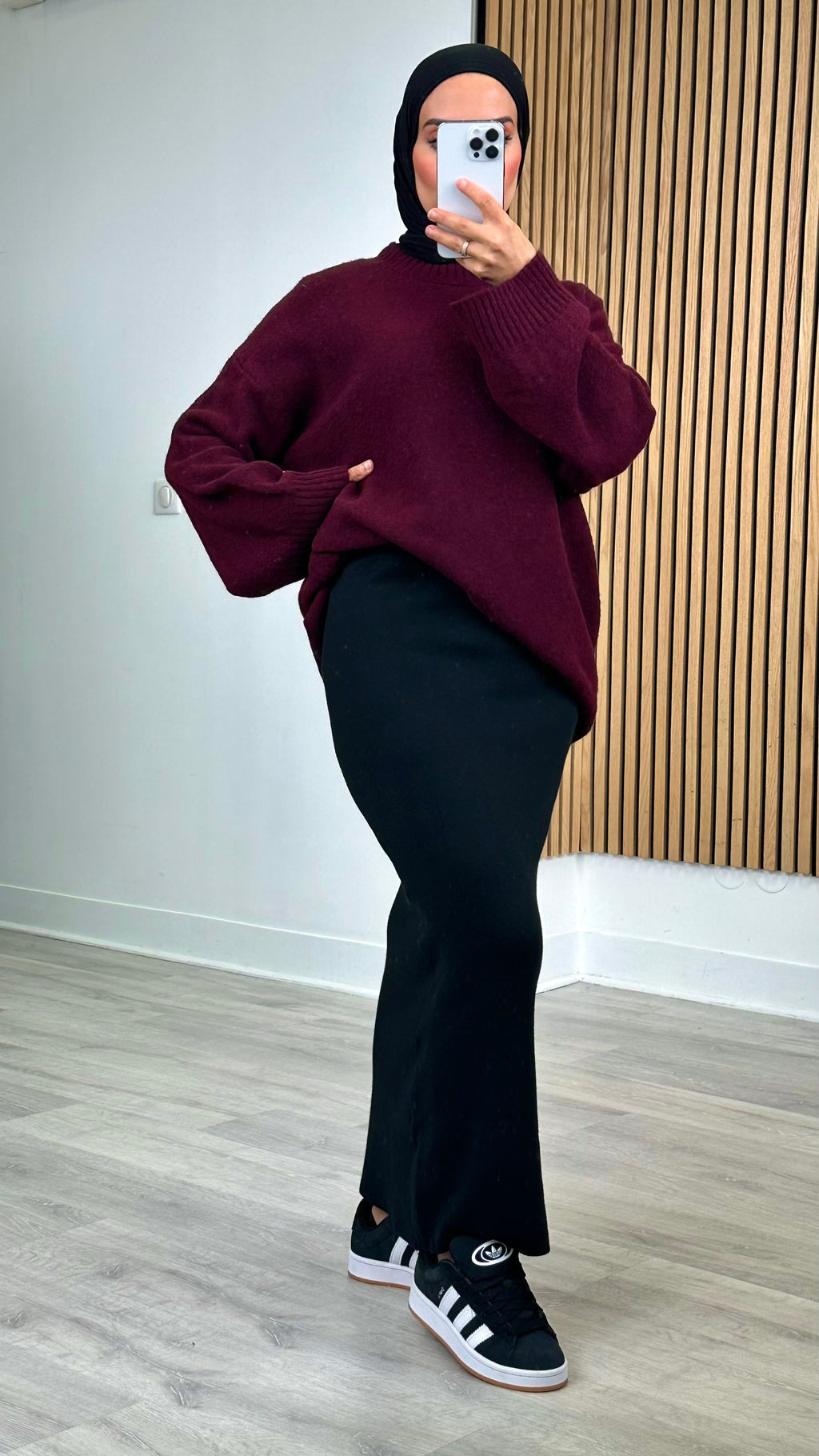 Jupe extra longue en maille noire