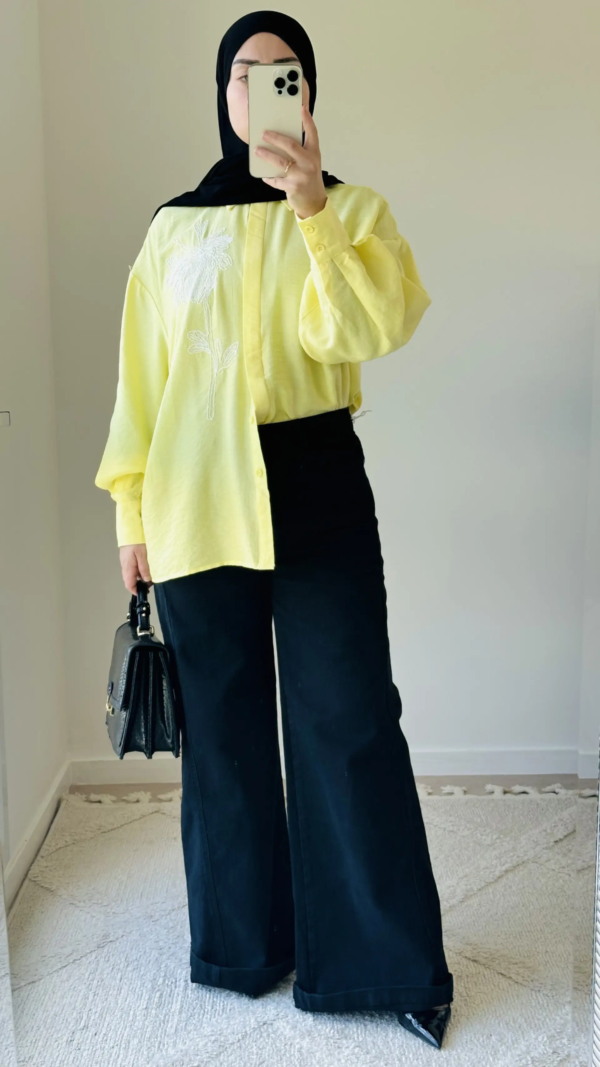 chemise en lin jaune face