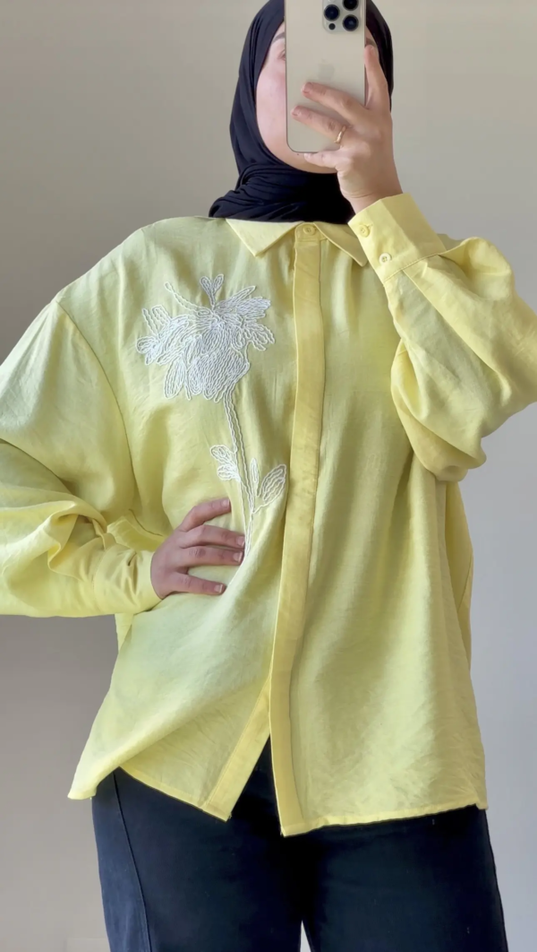 chemise en lin jaune zoom 2